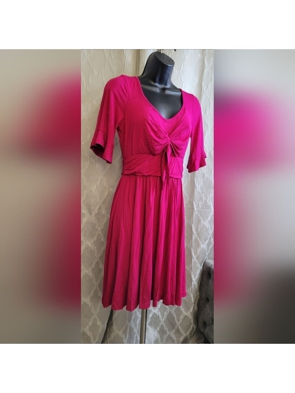 UMGEE | V-Neck Ruffle Sleeve Tie Front Dress